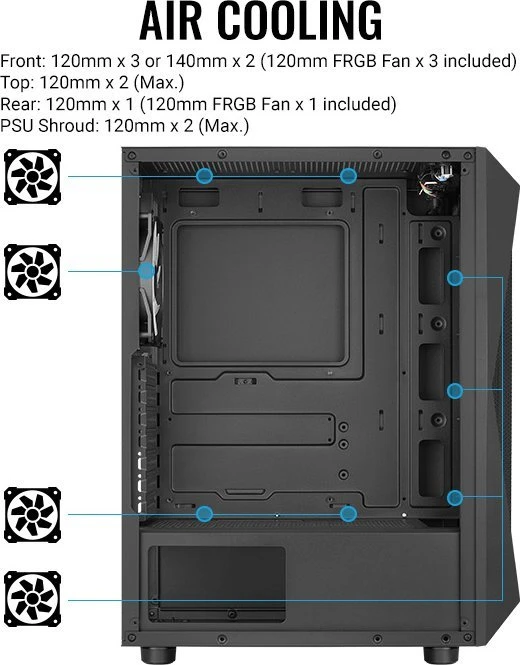 AeroCool Falcon, Lüfter LED Fixed RGB, Acrylfenster