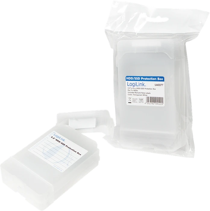 LogiLink Festplatten Schutz-Box, 2x 2.5", transparent