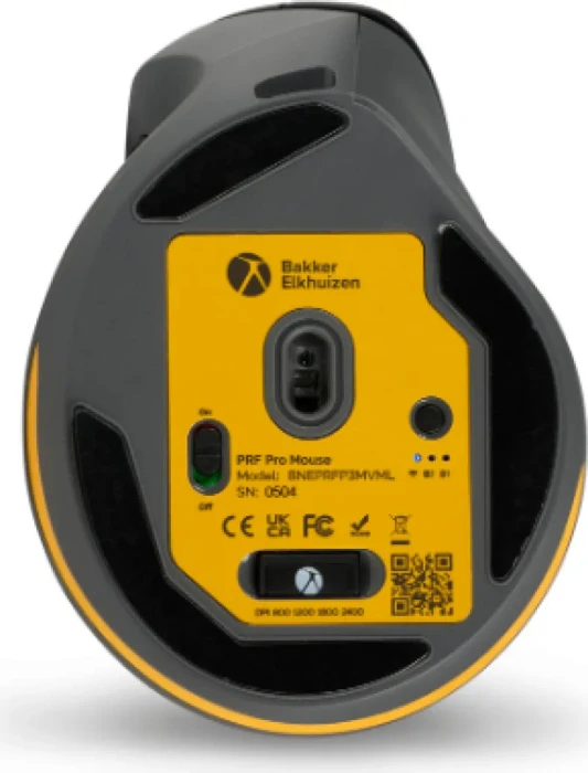 BakkerElkhuizen PRF Pro 3-Mode Vertical Mouse, Linkshänder, grau/schwarz, USB/Bluetooth