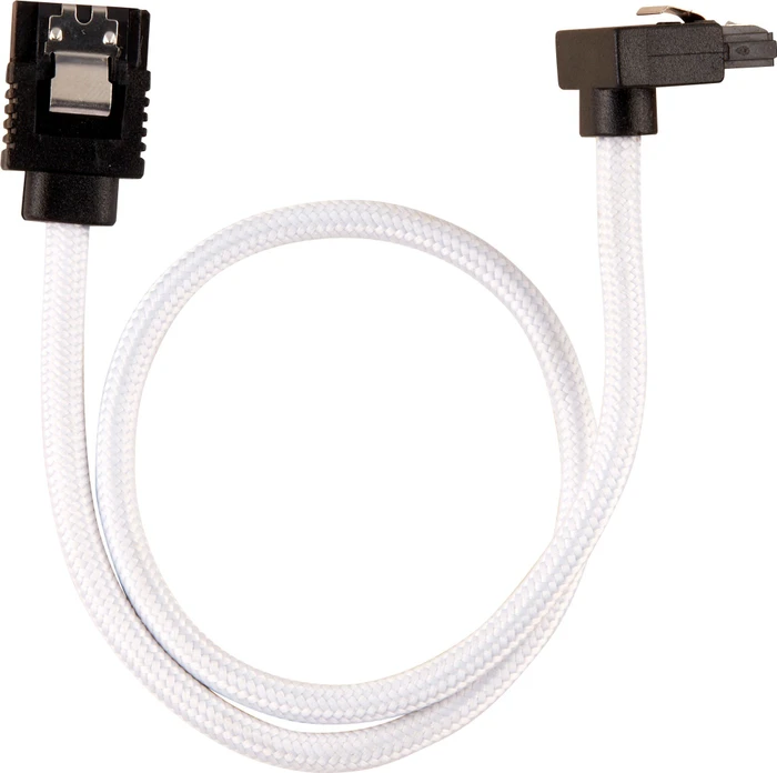 Corsair Premium Sleeved SATA 6Gb/s Kabel weiß 0.3m, gewinkelt