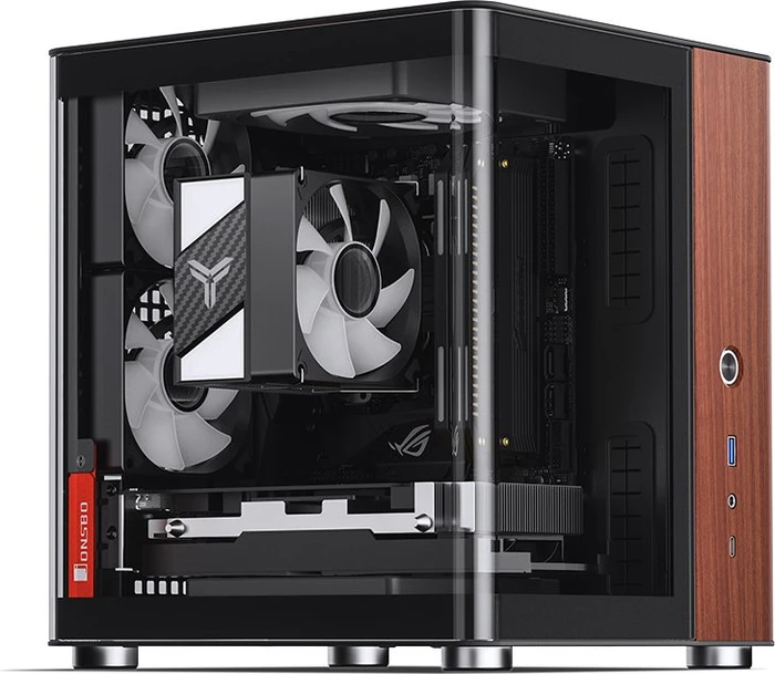 Jonsbo TK-0 Black, schwarz/braun, Glasfenster, Mini-ITX