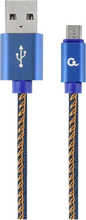 Gembird Premium Jeans Micro-USB Cable with Metal Connectors 2.0m schwarz/weiß