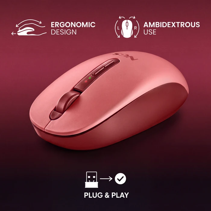 NGS Fog Dual Red Wireless Mouse, rot, USB/Bluetooth