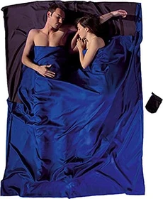 Cocoon TravelSheet Seide Double Size Hüttenschlafsack ultramarine blue/tuareg