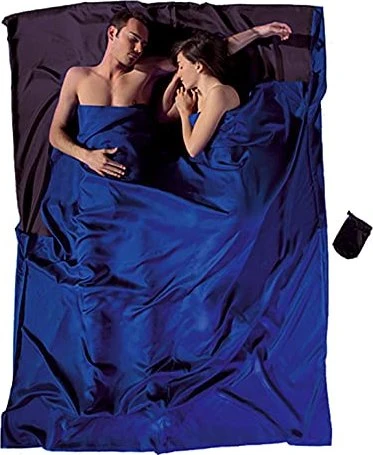 Cocoon TravelSheet Seide Double Size Hüttenschlafsack ultramarine blue/tuareg