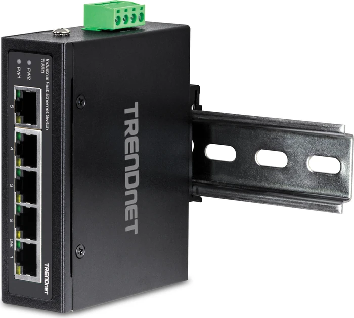 TRENDnet TI Hardened Industrial Railmount Switch, 5x RJ-45