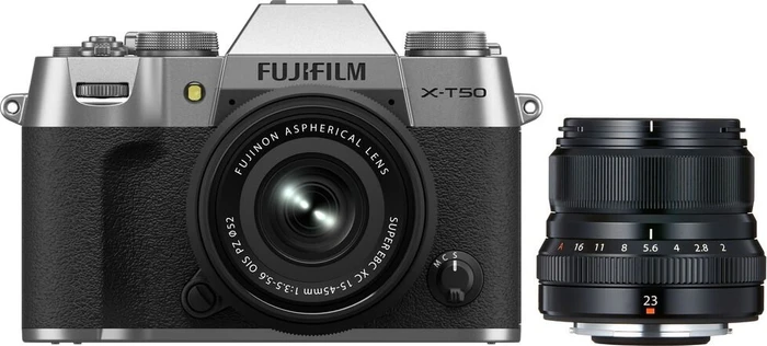 Fujifilm X-T50 silber mit Objektiv Fujinon XC 15-45mm 3.5-5.6 OIS PZ