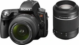 Sony Alpha 55 mit Objektiv 18-55mm 3.5-5.6 DT SAM und 55-200mm 4.0-5.6 DT SAM