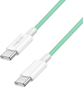 LogiLink USB-C Kabel, USB 2.0, 480Mb/s, 60W PD, USB-C Stecker auf USB-C Stecker, Nylon, grün, 0.5m (CU0346)