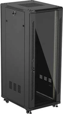 Lanberg 19" Rackschrank 32HE, freistehend, Flat Pack, Glastür, IP20, RAL 9004, 800mm tief