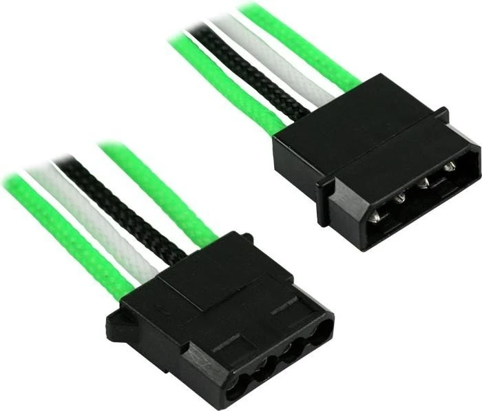 Nanoxia 4-Pin-Molex auf 3x 4-Pin-Molex 30cm, sleeved grün/weiß/schwarz