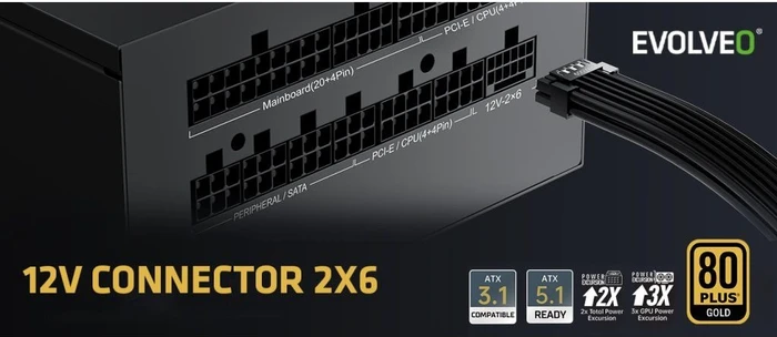 Evolveo Gold Series G650 schwarz 650W, ATX 3.1