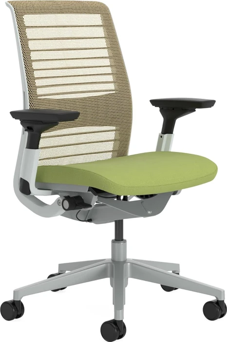 Steelcase Think Bürostuhl mit Armlehnen, beige/avokadogrün