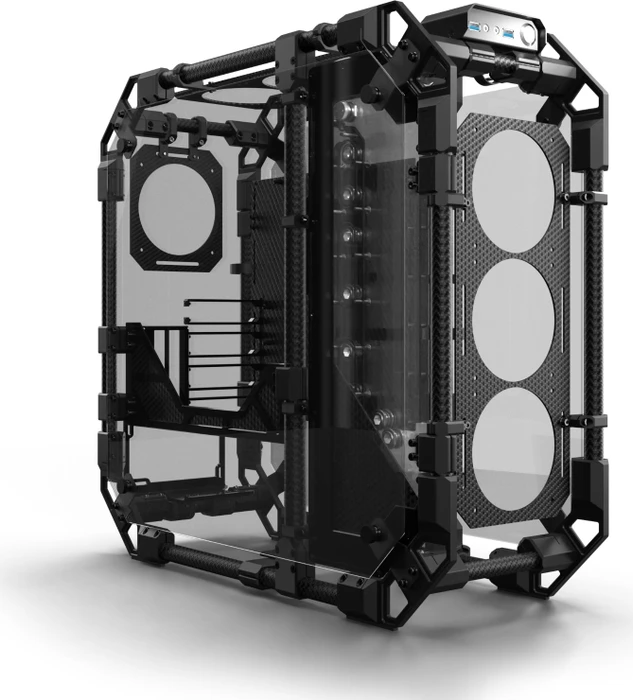 Alphacool Apex Pro Skeleton Carbon, schwarz, Glasfenster