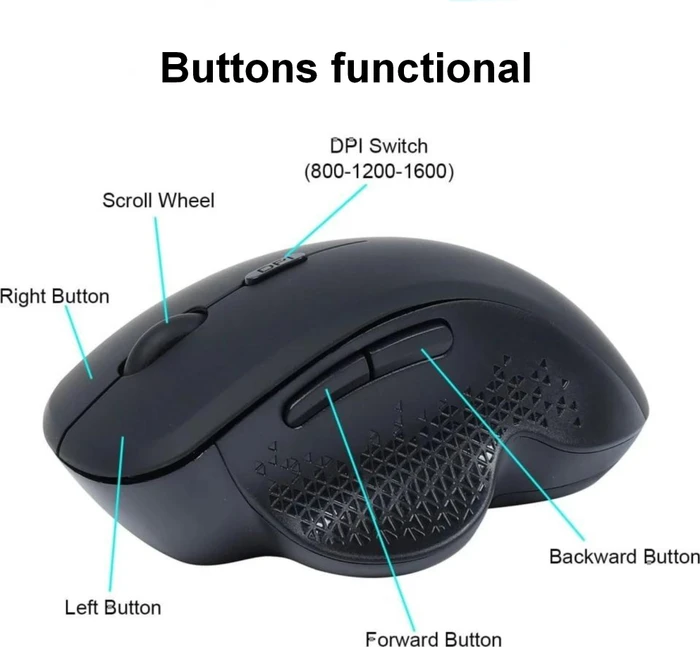 Equip Rechargeable Dual Mode Wireless Mouse schwarz, USB/Bluetooth
