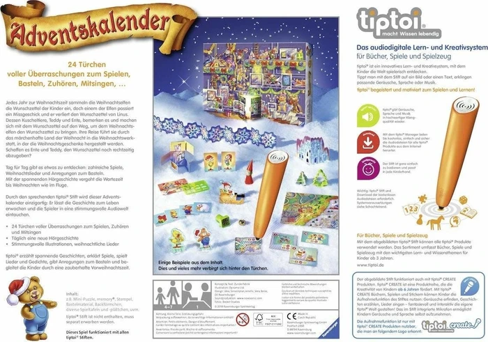 Ravensburger tiptoi Spiel: Adventskalender - Weihnachtswerkstatt