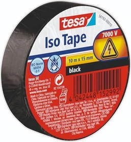 tesa Iso Tape schwarz, Isolierband, 15mm/10m, 1 Stück