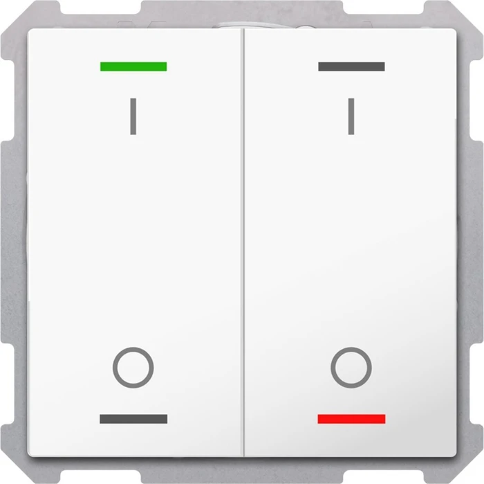 MDT Taster Light 63 2-fach studioweiß glänzend, Symbol Auf/Ab und I/O