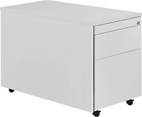 mauser Rollcontainer line, 1x Utensilienauszug, 1x Materialschublade, 1x Hängeregistratur, lichtgrau