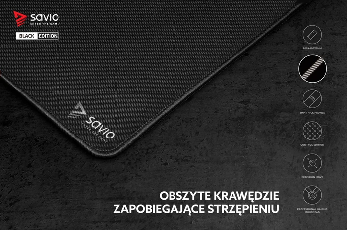 Savio Black Edition Precision Control XL Gaming Mauspad, schwarz/grau