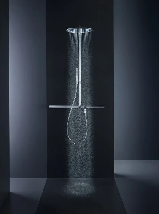 Hansgrohe Axor ShowerSolutions Showerpipe Duschsystem mit Thermostat 800 und Kopfbrause 350 1jet brushed gold optic