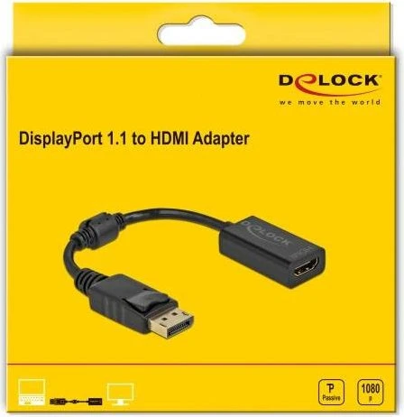 DeLOCK DisplayPort 1.1/HDMI Adapterkabel schwarz, 0.15m