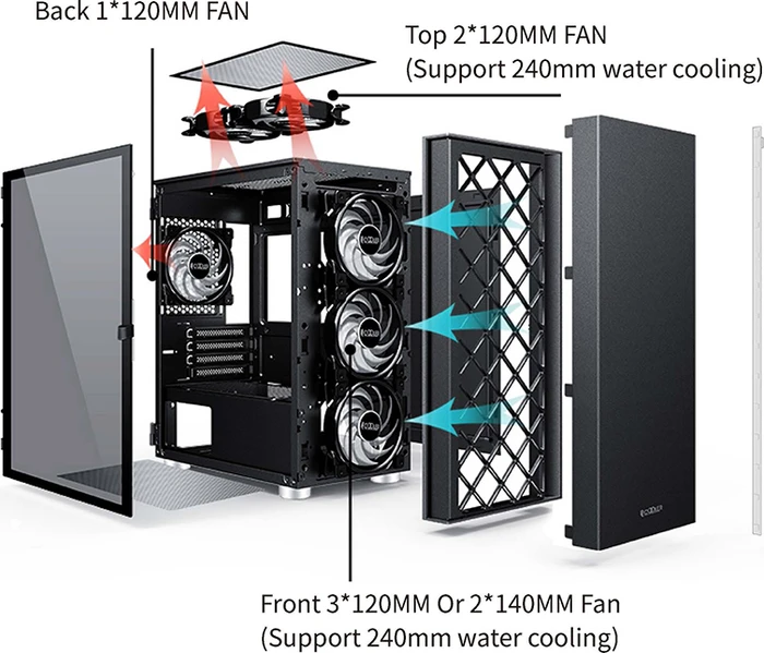 PCCooler Platinum LM300 ARGB, schwarz, Glasfenster