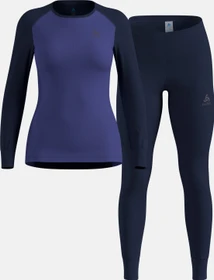 Odlo Active Warm Eco Set dark sapphire/skipper blue (Damen)