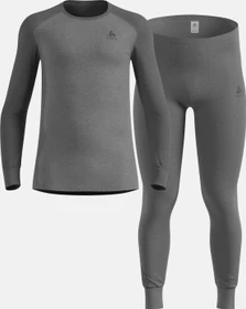 Odlo Active Warm Base Layer Set dark grey melange/grey melange (Herren)