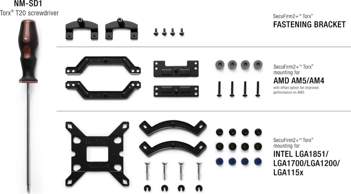 Noctua NM-M1-MP83 chromax.black Mounting Kit, Sockel AM5/AM4/1851/1700/1200/115x Montage-Kit
