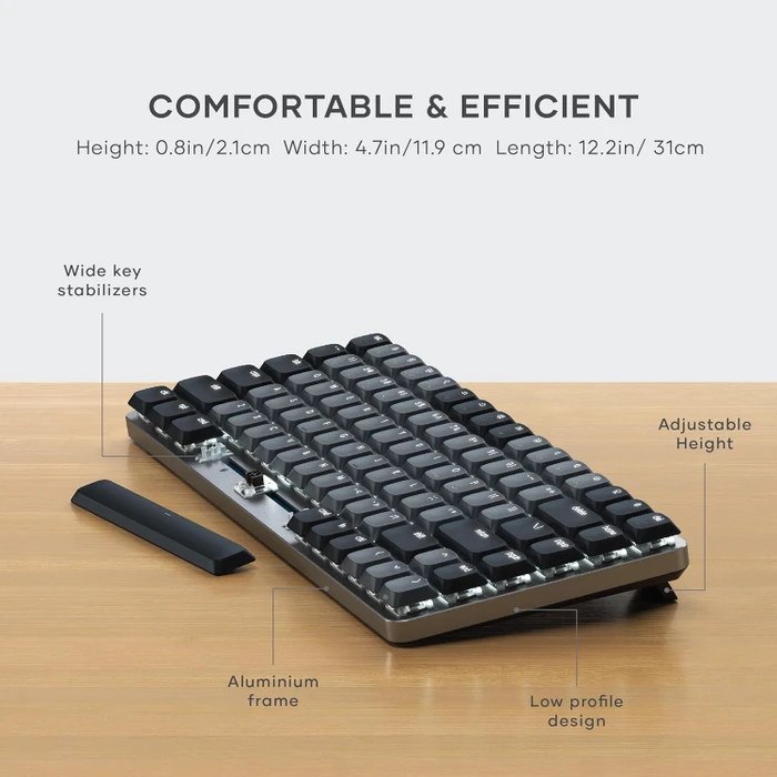 Satechi SM1 Slim Mechanical Backlit BT Keyboard, Dark, grau/schwarz, low-profile BROWN Switches, USB/Bluetooth, US
