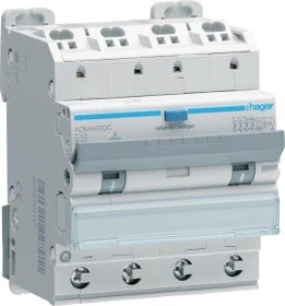 Hager Fehlerstrom-Leitungsschutzschalter 4P 6kA C-13A 30mA Typ A QC/QB