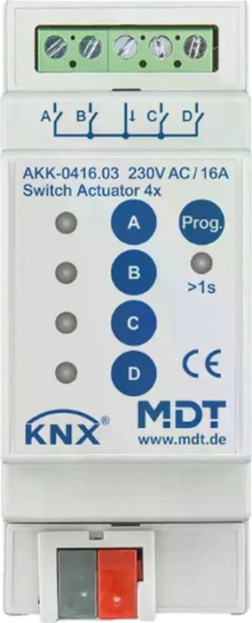 MDT Schaltaktor AKK Kompakt 4-fach, 2TE REG, 16A