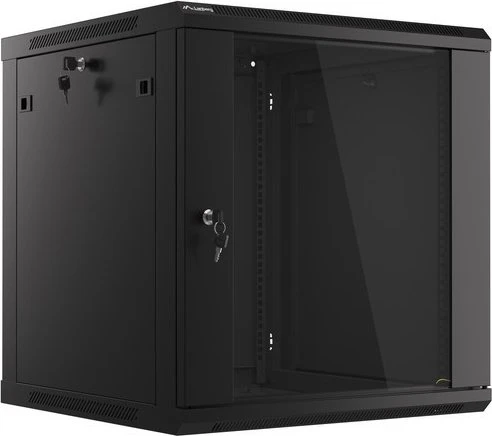 Lanberg 19" Wandschrank 15HE, hängend, Flat Pack, Glastür, IP20, RAL 9004, 600mm tief
