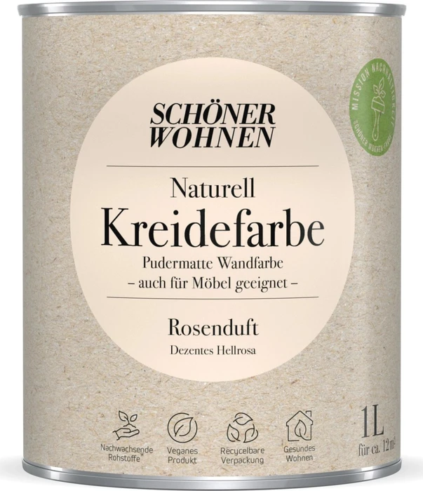 Schöner Wohnen Naturell Kreidefarbe innen rosenduft dezentes hellrosa, 1l