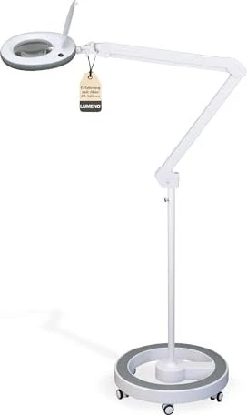 Lumeno LED Lupenleuchte 7218, 8 Dioptrien, 3x, mit Rollstativ weiß/grau