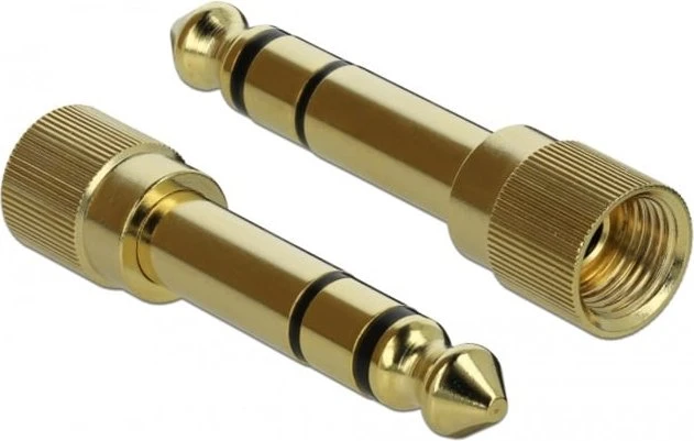 DeLOCK 3.5mm Klinke 3-Pin [Stecker] auf 3.5mm 3-Pin Klinke [Stecker], mit 2x Schraubadapter auf 6.35mm, schwarz 1m