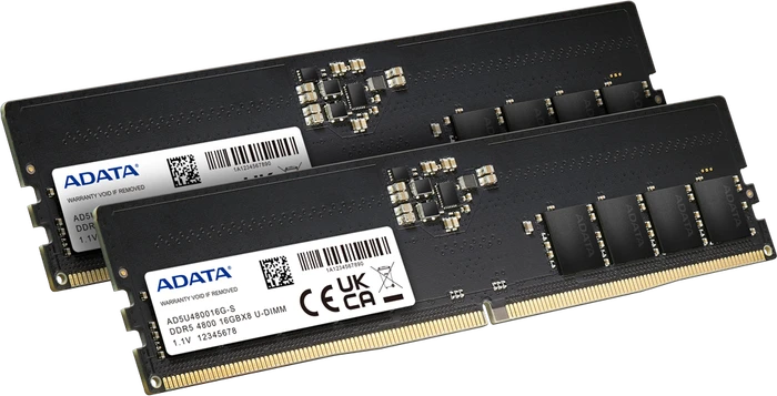 ADATA UDIMM 32GB Kit, DDR5-4800, CL40-40-40-77, X8, tray