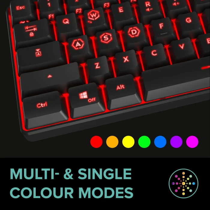 Speedlink Letos RGB 60% Gaming Keyboard, schwarz, LEDs RGB, USB, US