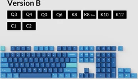 Keychron OEM Dye-Sub Keycap-Set Ocean - Version B, Kunststoff (PBT), Ocean, blau, 114 Tasten, ANSI-US