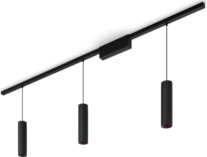 Philips Hue White and Color Ambiance Basis Perifo Schienensystem für die Decke gerade mit 3 Pendelleuchten schwarz