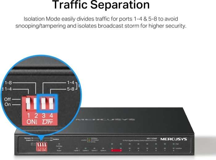 Mercusys Desktop Gigabit Switch, 10x RJ-45, 2x SFP, 110W PoE+