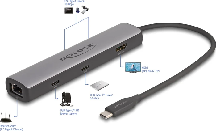 DeLOCK USB Type-C Docking Station, USB4 [Stecker]