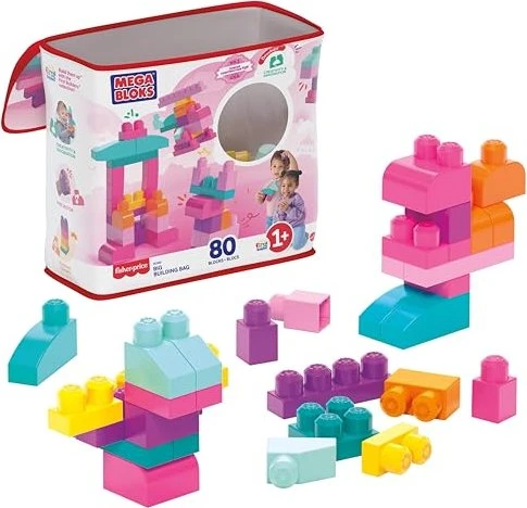 Mattel Mega Bloks Fisher-Price First Builders Großer Baubeutel pink