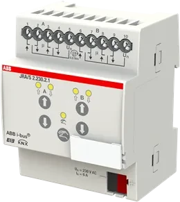 ABB JRA/S2.230.2.1 Jalousie-/Rollladenaktor 2-fach, 230V, 6A, 4TE REG, Schaltaktor