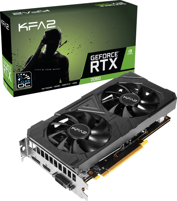 KFA2 GeForce RTX 2060 EX (1-Click OC), 6GB GDDR6, DVI, HDMI, DP