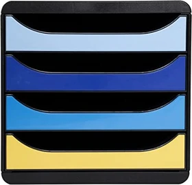 Exacompta Big Box Plus Schubladenbox, 4 Schubladen, Bee Blue