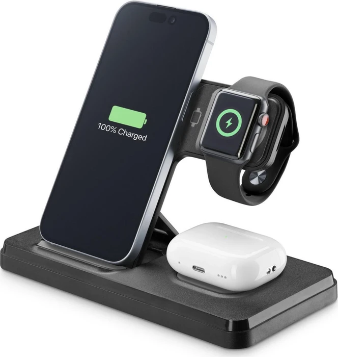 Cellularline Faltbarer Wireless Charger TRIPLE 15W schwarz