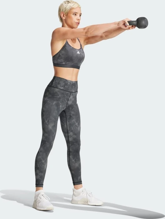 adidas Aeroreact Training Essentials Light Support Tie-Dye Flower-Print Sport-BH grey five/carbon (Damen)