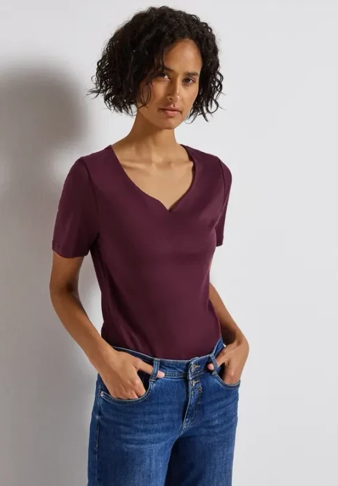 Street One Herzausschnitt T-Shirt kurzarm noble red (Damen)